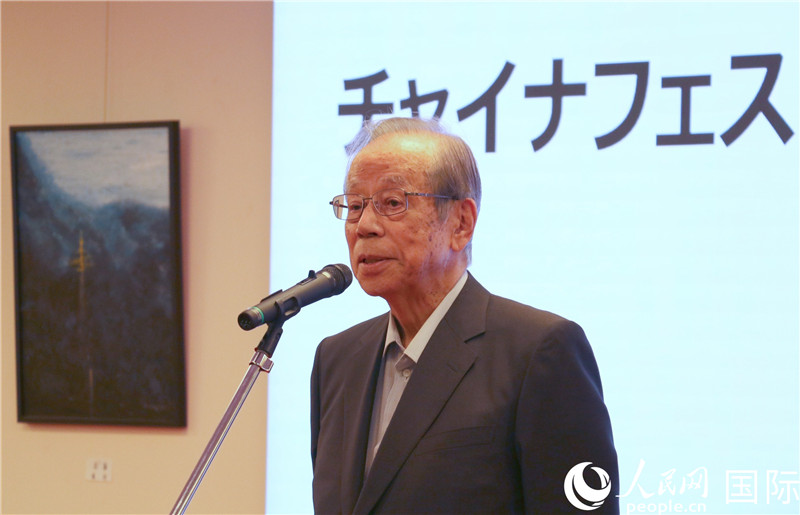 日本前首相福田康夫致辭。人民網 許可攝