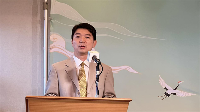 中國(guó)駐東京旅游辦事處主任歐陽(yáng)安致辭。中國(guó)駐東京旅游辦事處供圖