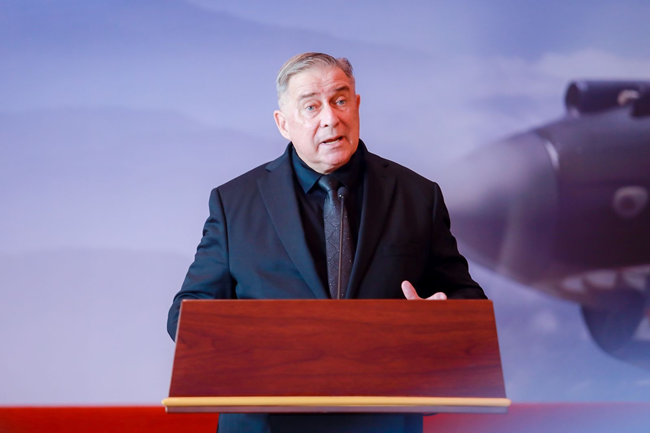 2023年10月30日，美中航空遺產(chǎn)基金會(huì)主席杰弗里·格林在中國(guó)人民抗日戰(zhàn)爭(zhēng)紀(jì)念館的活動(dòng)中發(fā)表講話。中國(guó)人民對(duì)外友好協(xié)會(huì)供圖