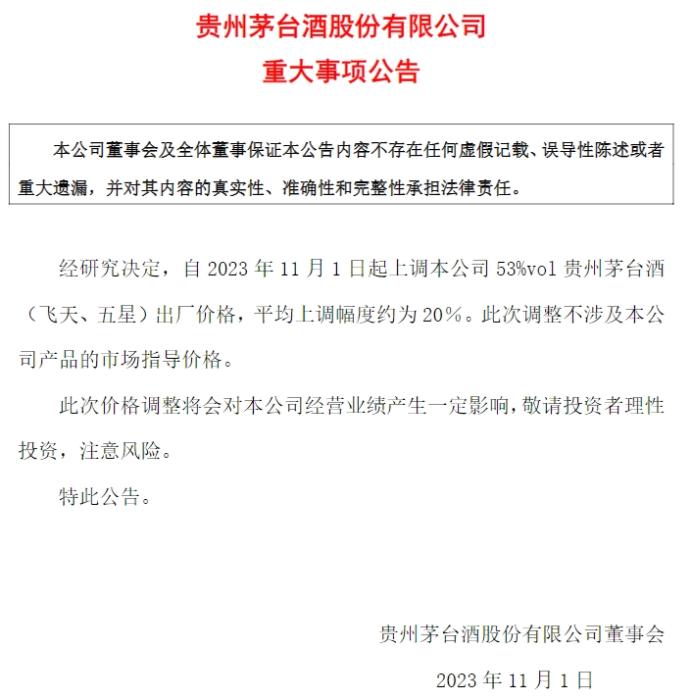 貴州茅臺公告截圖。