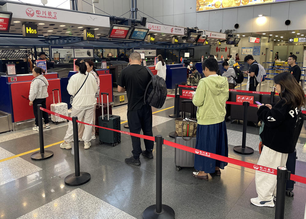 旅客在首都機場排隊辦理登機手續(xù)。人民網(wǎng)記者 喬雪峰攝
