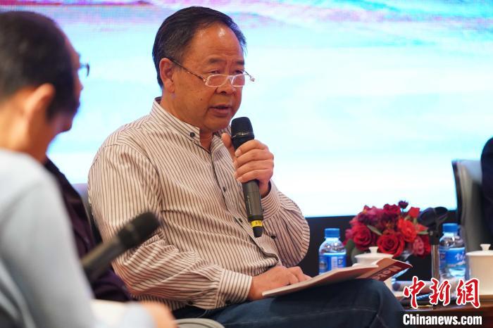 圖為青海省藝術研究所所長、文化學者耿占坤發(fā)表觀點。　蘇丹 攝