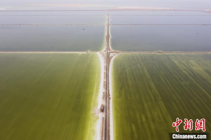 航拍春日的察爾汗鹽湖?！●R銘言 攝